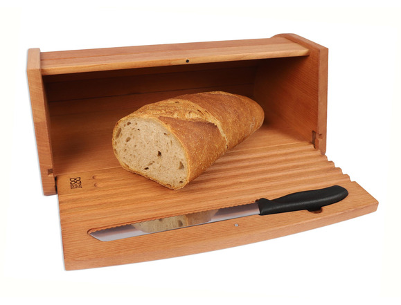 Brotkasten aus Buchenholz mit Brotmesser